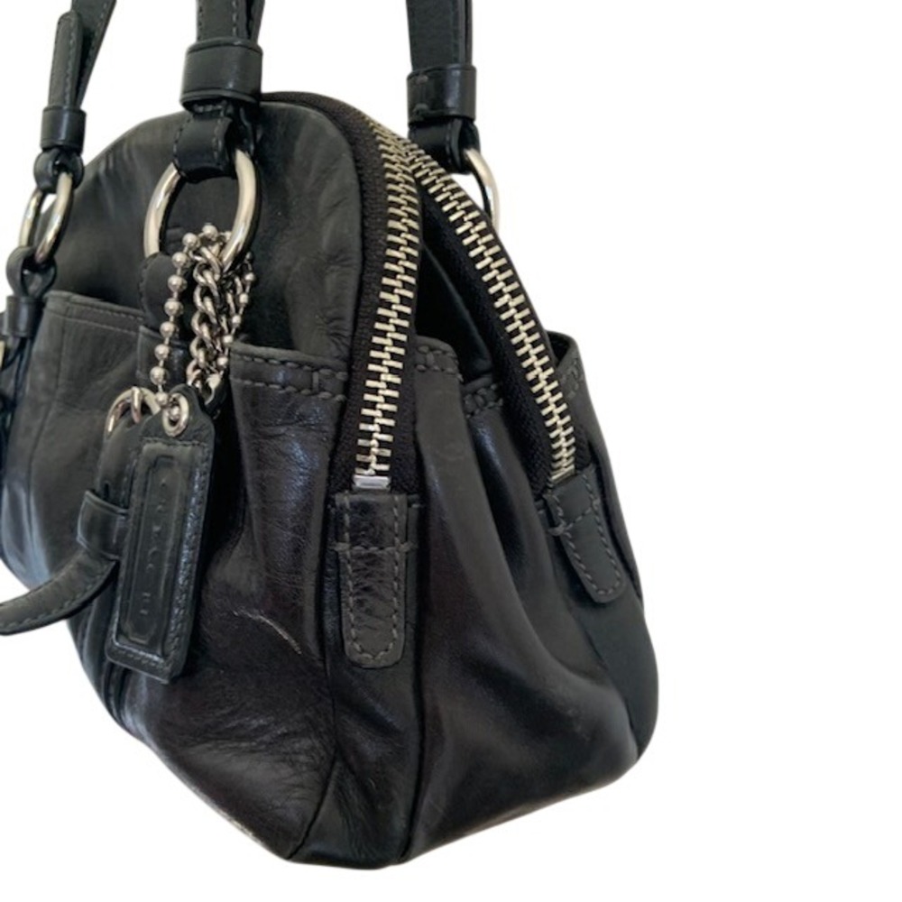 Coach Bonnie Satchel Black Leather Y2K Shoulder Bag 12695 Silver Hardware - Picture 5 of 13